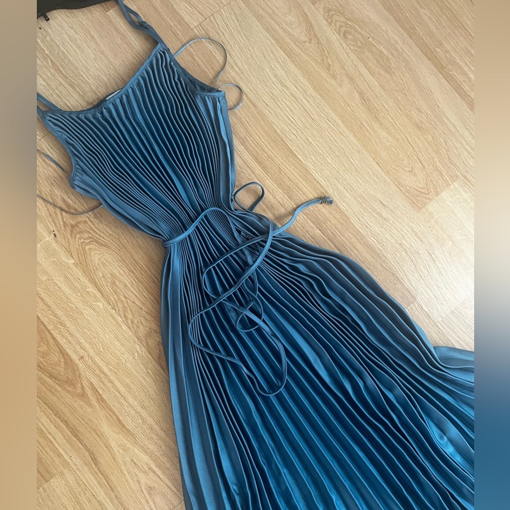New Satin Plisse Tie pleated dress Sam Edelman